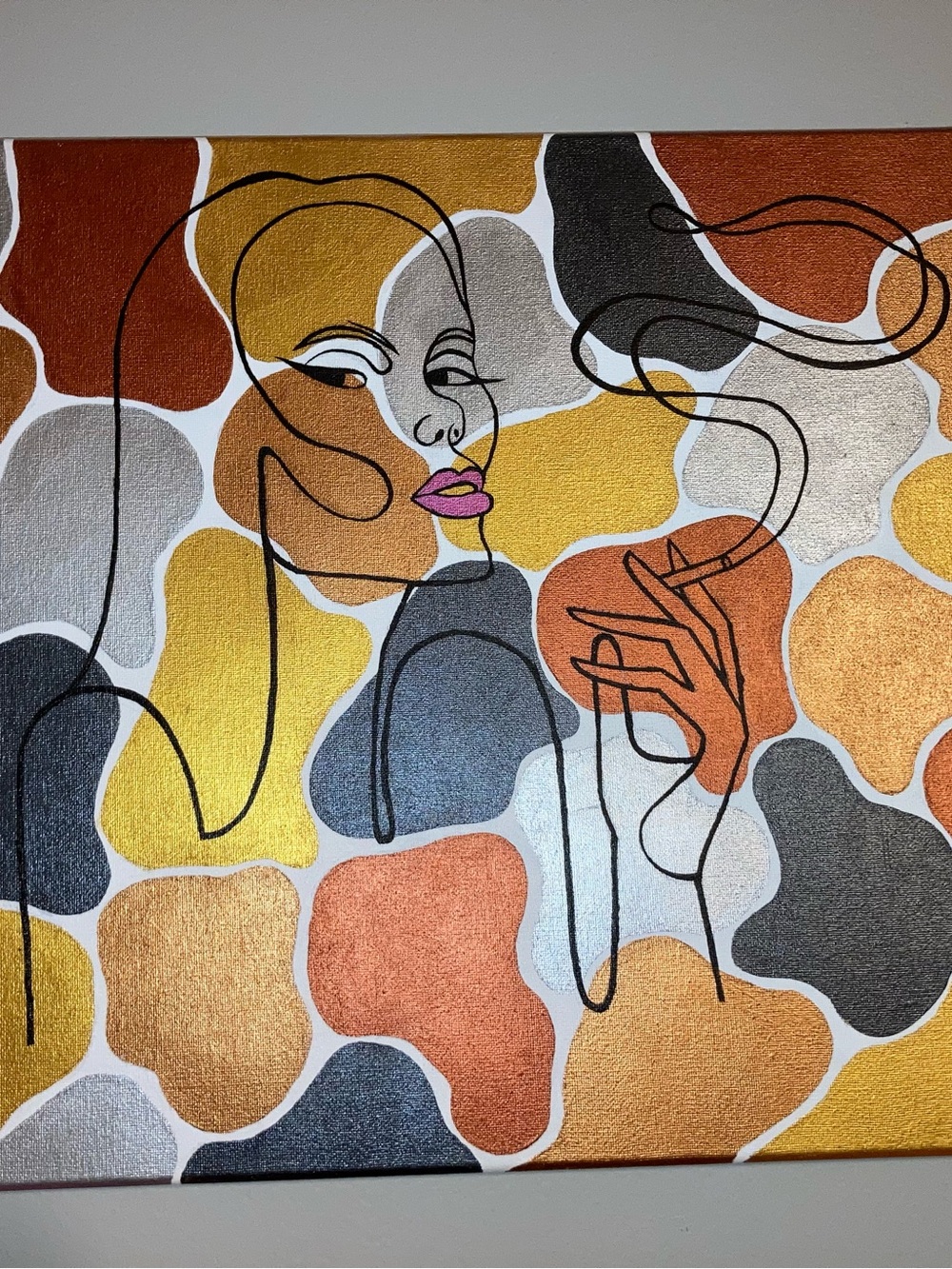 Hand-Painted Original Artwork —
Abstract Woman Line Art Canvas Painting 20”X16”
